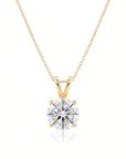 14K Yellow Gold Lab Diamond Solitaire Pendant Necklace