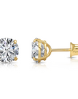 14K Yellow Gold Classic Solitaire Screwback Stud Earrings