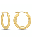 14K Yellow Gold Flat Design Hoop Earrings