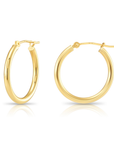 14K Gold Round Classic Hoop Earrings, 1 Inch