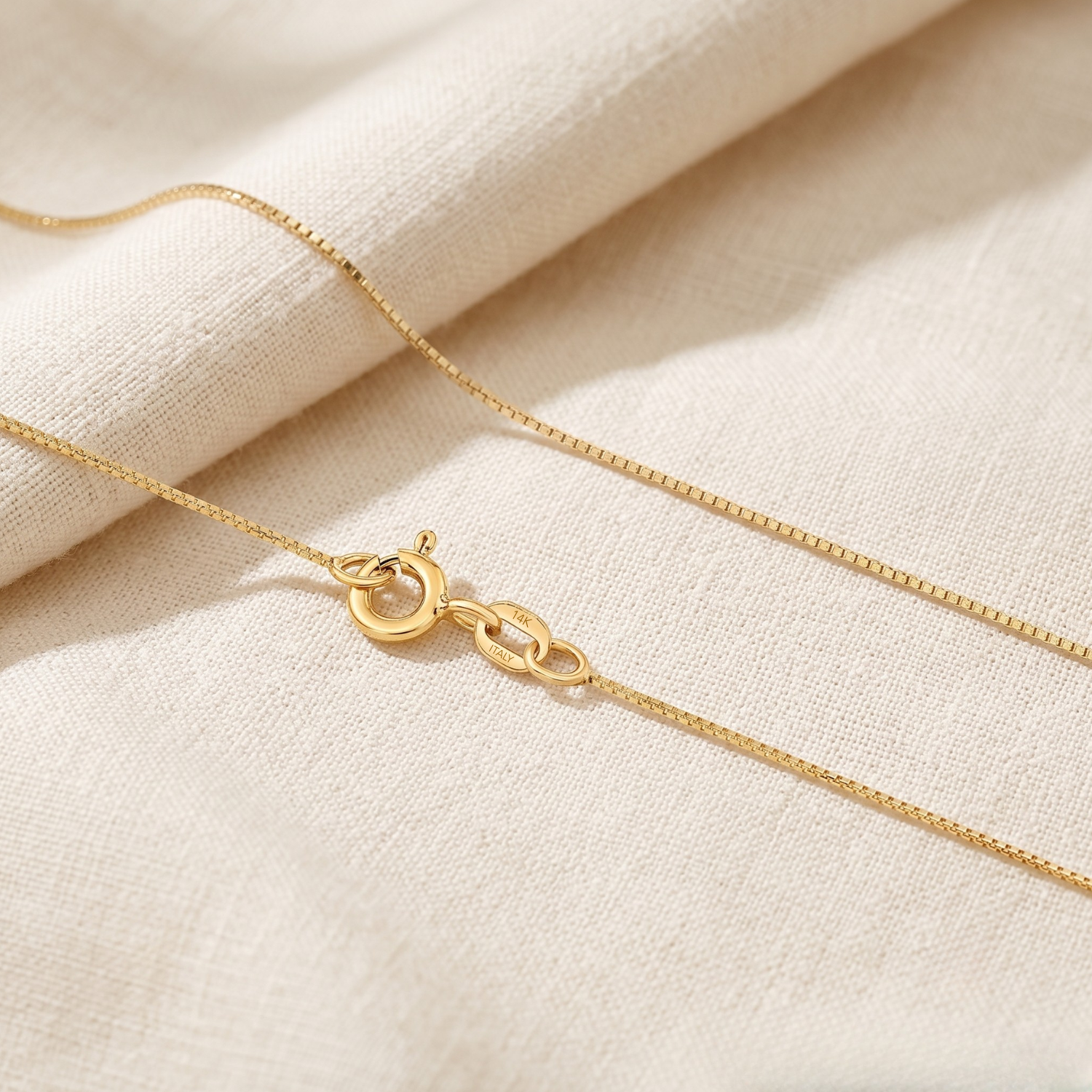 14K Yellow Gold Box Chain Necklace