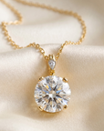 14k Yellow Gold Quartz Gemstone And Diamond Pendant Necklace