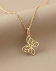 14K Yellow Gold Butterfly Pendant, With 18" Necklace