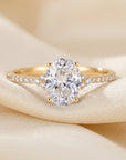 14K Yellow Gold Oval-Shaped Solitaire 1.5 Carat Engagement Ring With Side Stones