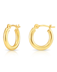 14K Gold Small Round Classic Hoop Earrings, 12mm