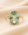14K Yellow Gold Green Amethyst Oval-Cut Gemstone Ring
