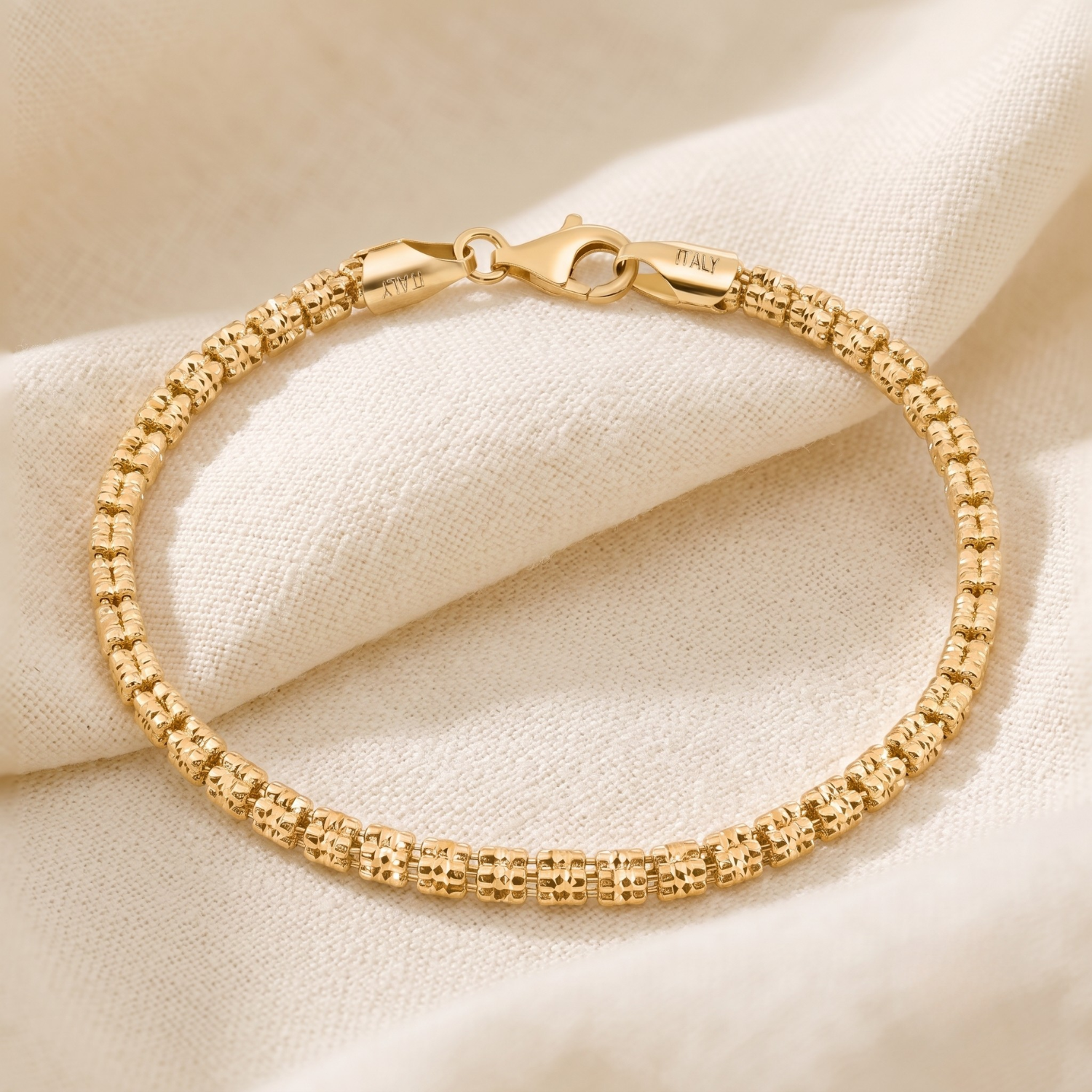 14K Gold Plated Italian Ice Chain Bracelet, Solid Sterling Silver, 5mm Thick