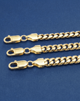 14k Gold Plated Miami Cuban Sterling Silver Chains, With Lobster Lock