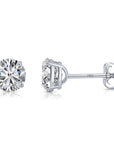 14k White Gold Classic Solitaire Cubic Zirconia Stud Earrings, Pushback