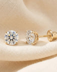 14K Yellow Gold Classic Solitaire Screwback Stud Earrings