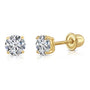 14K Yellow Gold Lab Diamond Stud Earrings, CVD Brilliant Solitaire Round Diamond Studs, Screwback