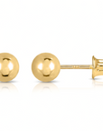 14k Yellow Gold Classic Ball Stud Earrings, Screwback