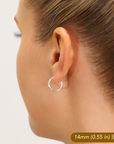 10K White Gold Diamond-Cut Hoop Earrings, All Sizes
