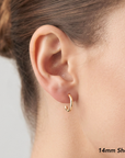 10K Yellow Gold Half Huggie Hoop Earrings, With Secure Pushbacks