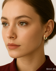 14k Solid Yellow Gold Square Tube Hoop Earrings, Diamond-Cuts Design, 2.2mm Thin