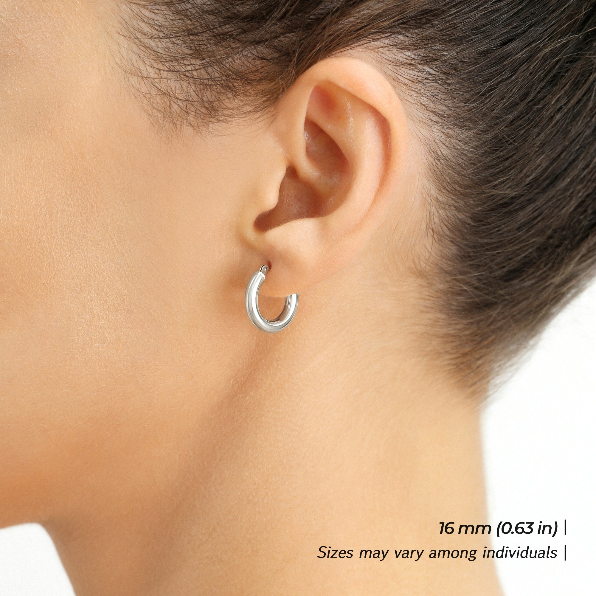 14k Yellow Gold Chunky Hoop Earrings, 3mm Thickness 