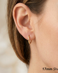 14K Yellow Gold Round Hoop Earrings, 2mm Thin
