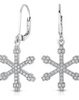 Sterling Silver Snowflake CZ Drop Dangle Earrings