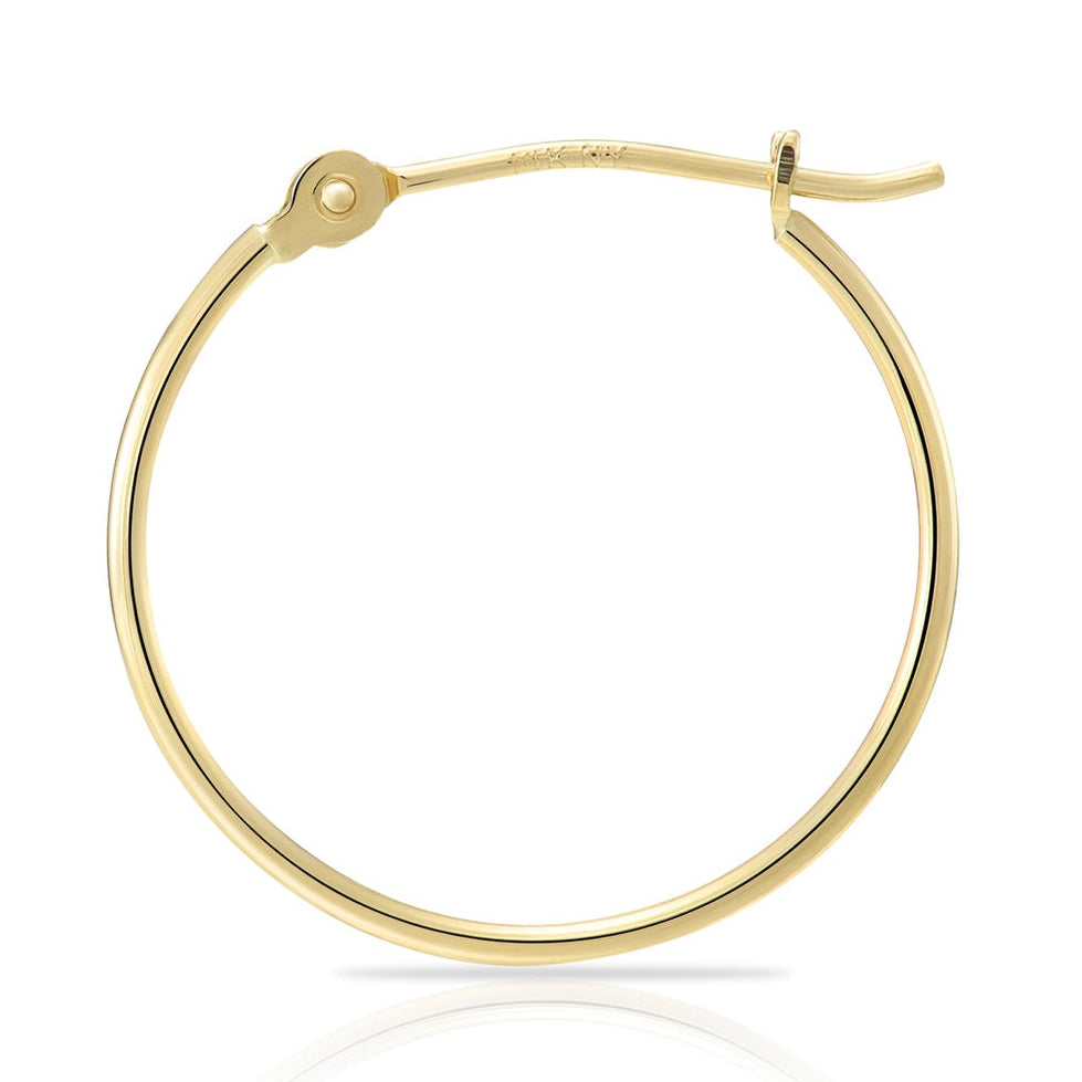 14K Yellow Gold 1mm x 18mm Hoop Earring - SINGLE REPLACEMENT