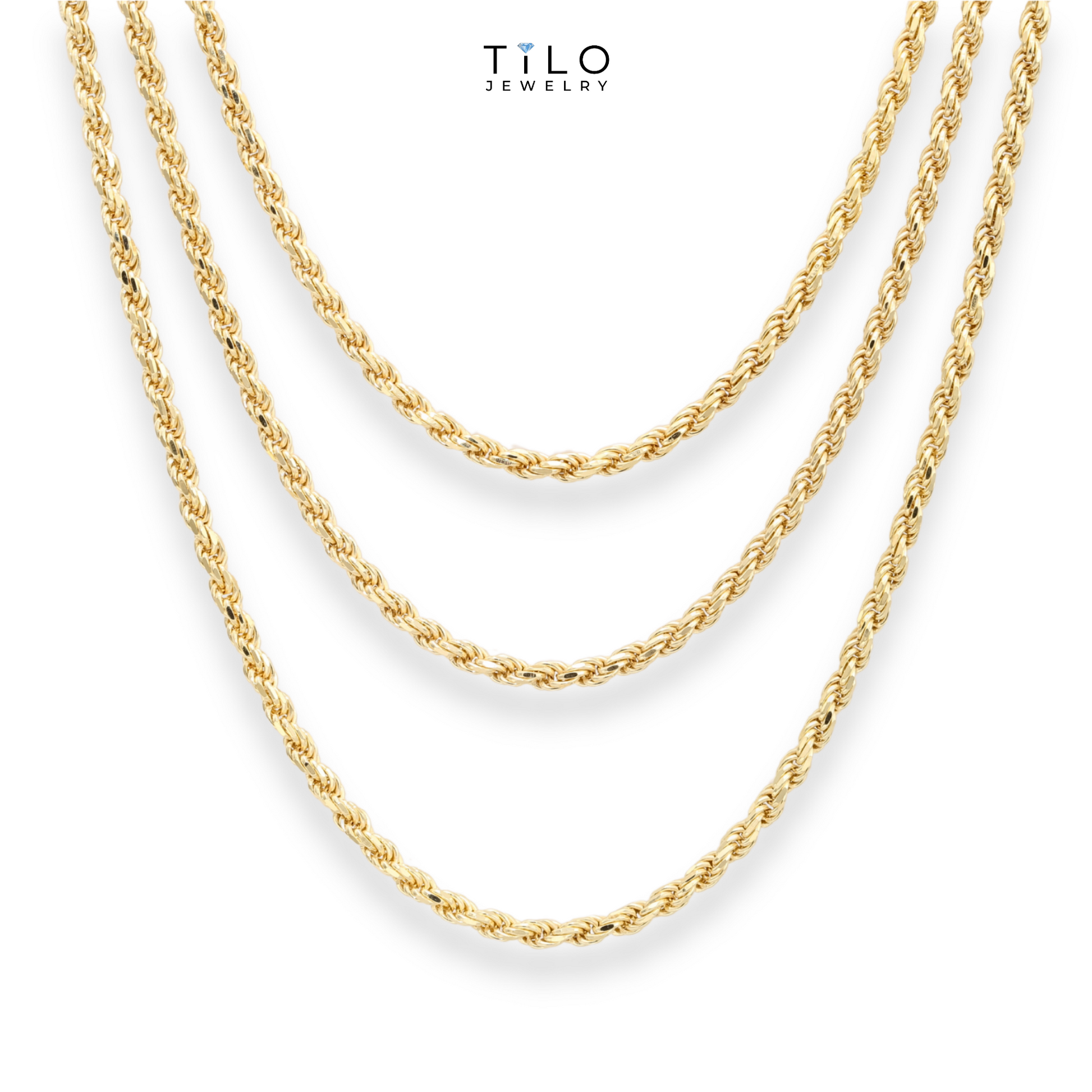 Rope Chains Solid 925 Silver Dipped in 14k Gold Tilo Jewelry
