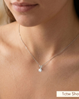 14K White Gold Lab Diamond Solitaire Pendant Necklace