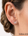 14K Yellow Gold Lab Diamond Stud Earrings, CVD Brilliant Princess-Cut Square Diamond Studs, Screwback