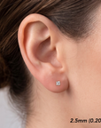 14K Yellow Gold Princess-Cut Lab Diamond Studs, Pushback