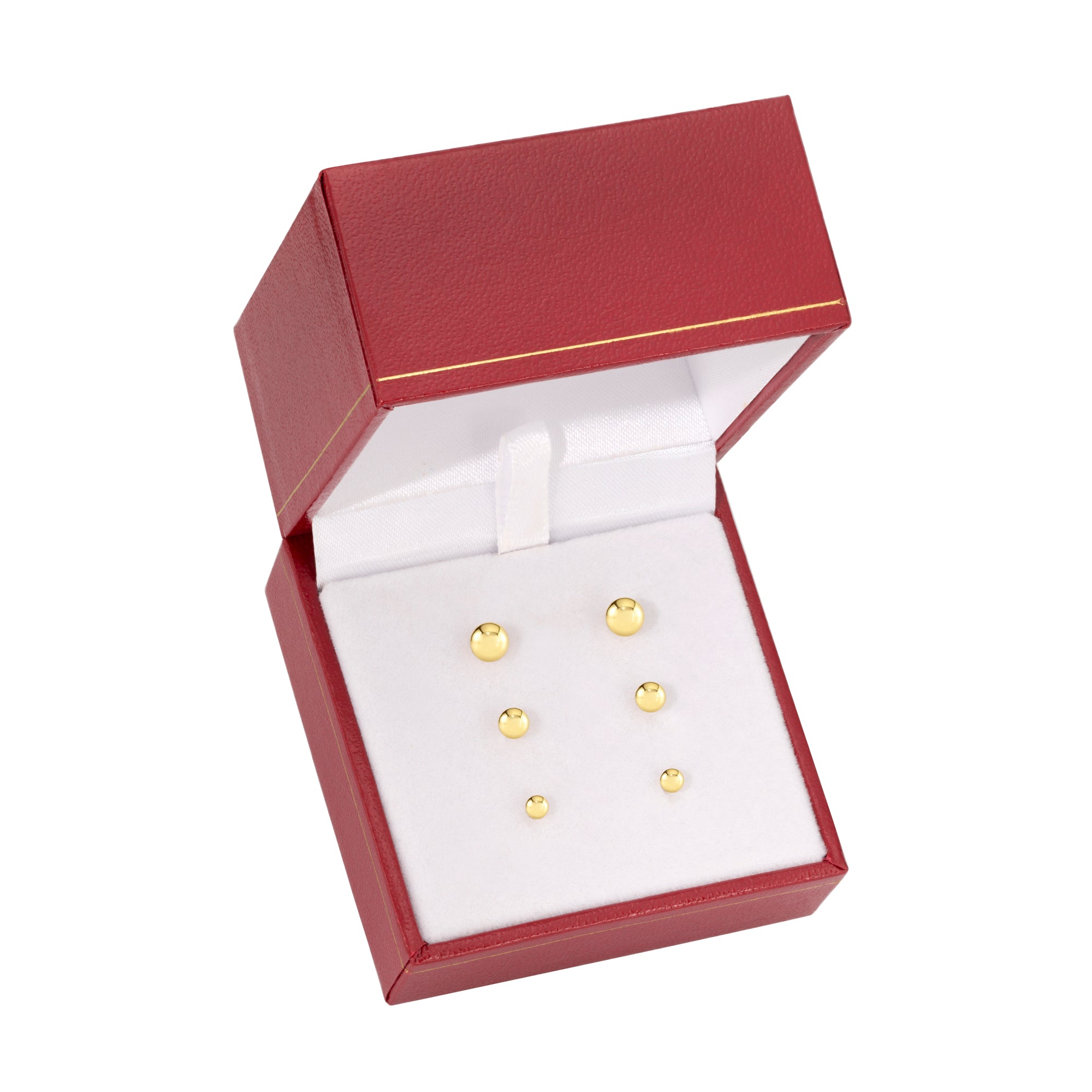 Bundle SET OF 3! 14k Yellow Gold Ball Stud Earrings with Screw Backings, Unisex