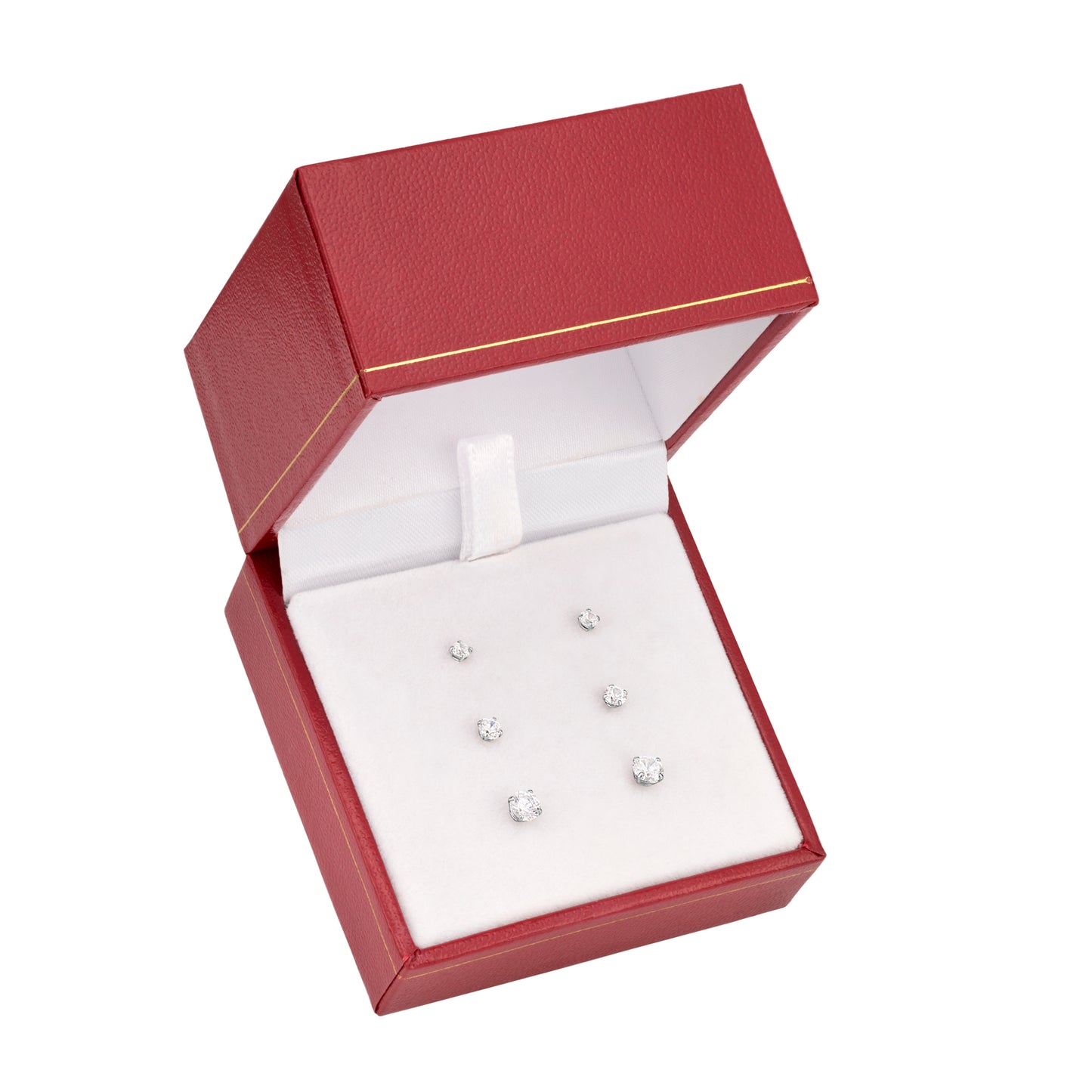 Bundle Set of 3! 14k White Gold Classic Solitaire Stud Earrings, Pushback (Unisex)