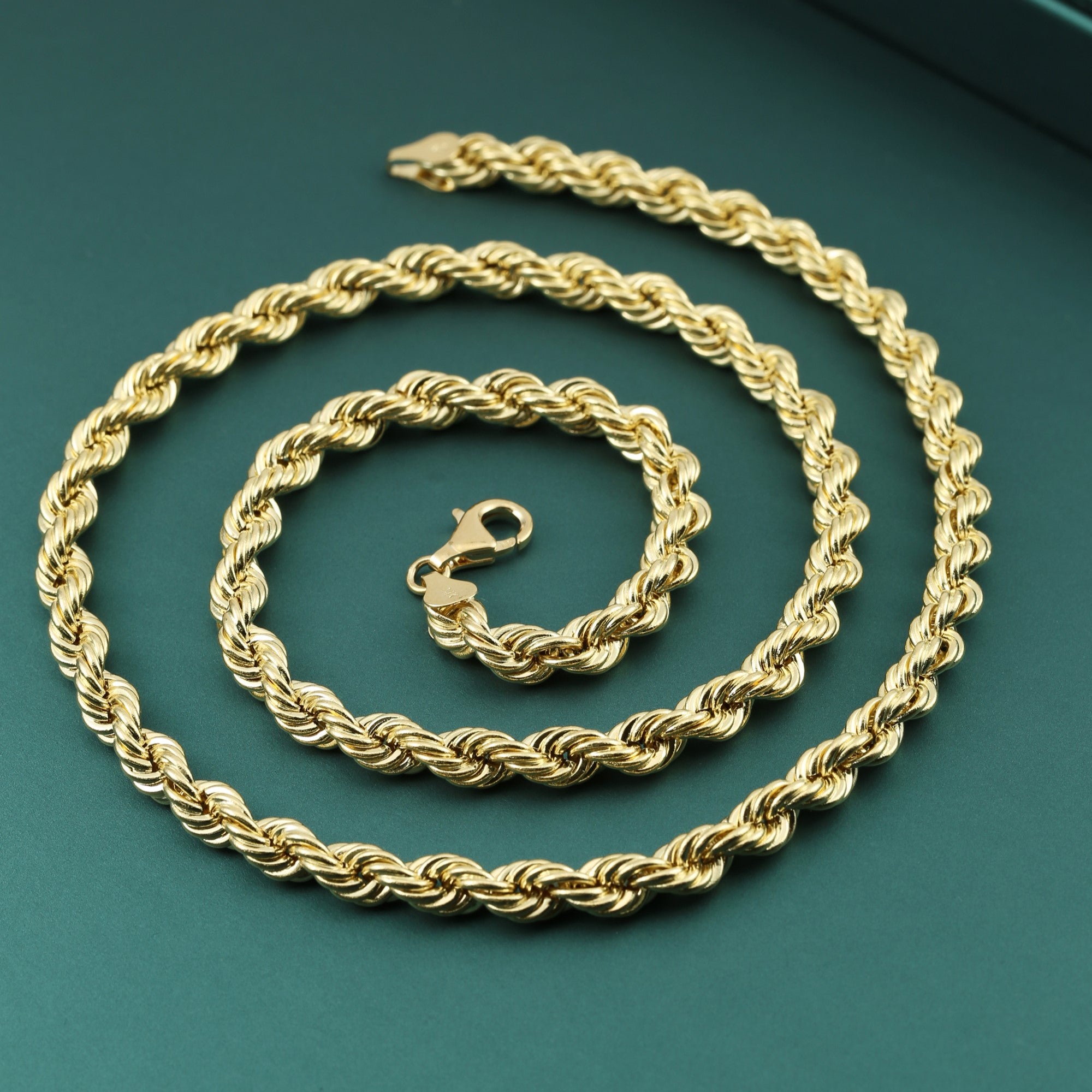10K Yellow Gold Rope Chains, Solid 10K Gold Necklace With 10K Yellow Gold Rope Chains, Solid 10K Gold Necklace With