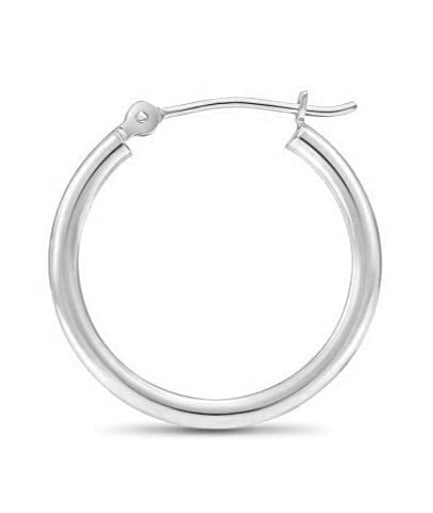 Single Replacement 14k White Gold Classic Hoop Earrings, 2mm