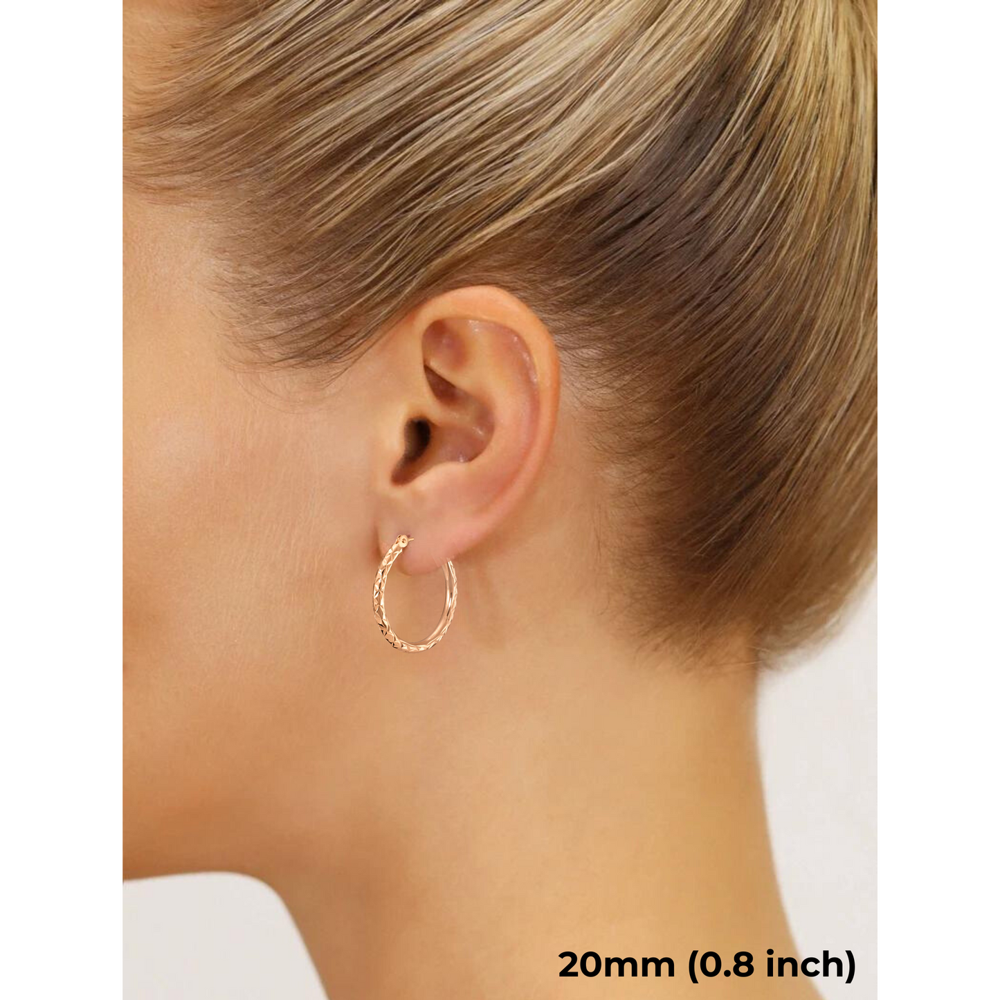 14K Rose Gold Hoop Earrings, Hand Engraved X-Pattern, Small & Large Gold Hoop Earrings, By TILO Jewelry