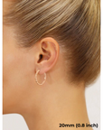 14K Rose Gold Hoop Earrings, Hand Engraved X-Pattern