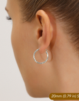 10K White Gold Diamond-Cut Hoop Earrings, All Sizes