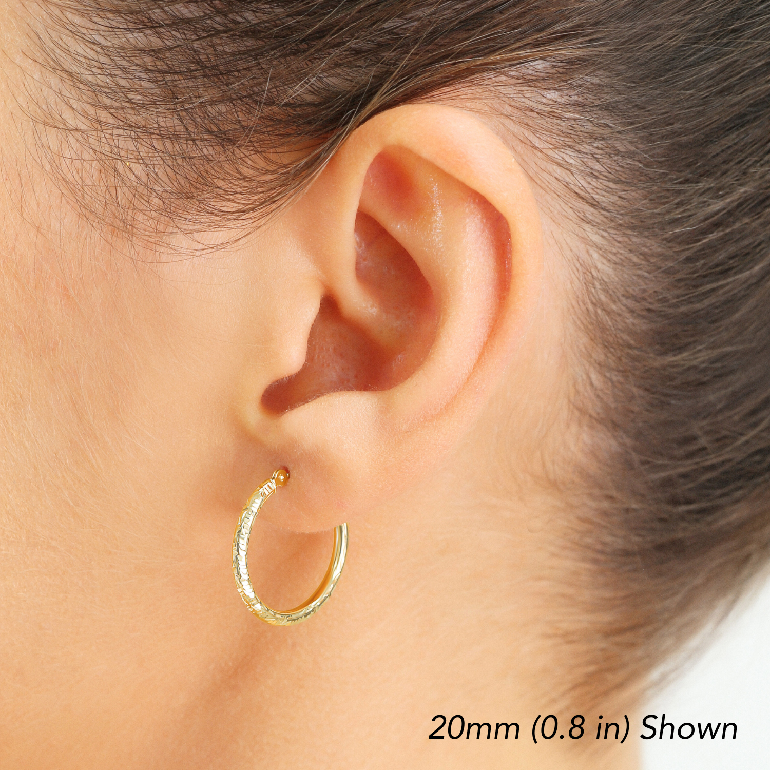 10K Yellow Gold Tornado Diamond-Cut Hoop Earrings