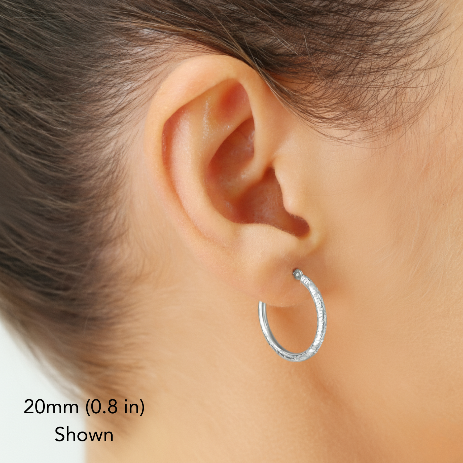 10K White Gold Tornado Diamond-Cut Hoop Earrings