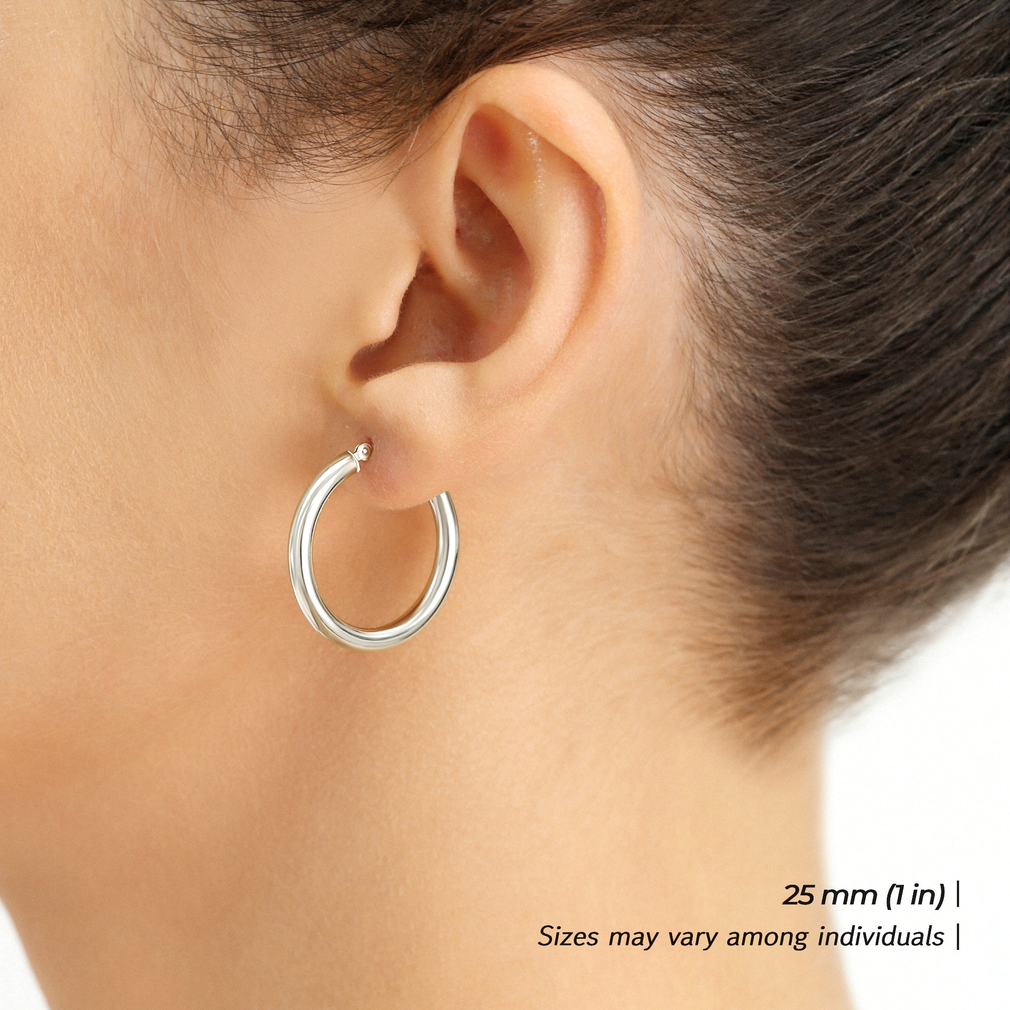 14k Yellow Gold Chunky Hoop Earrings, 3mm Thickness 