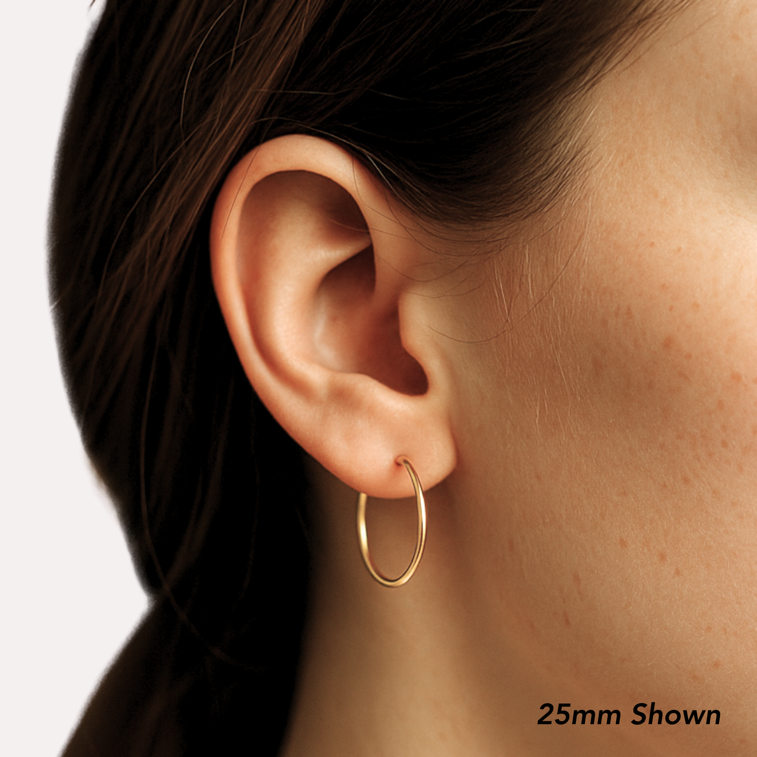 14K Yellow Gold Round Endless Hoop Earrings, 1.3mm Thin