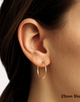 14K Yellow Gold Round Endless Hoop Earrings, 1.3mm Thin