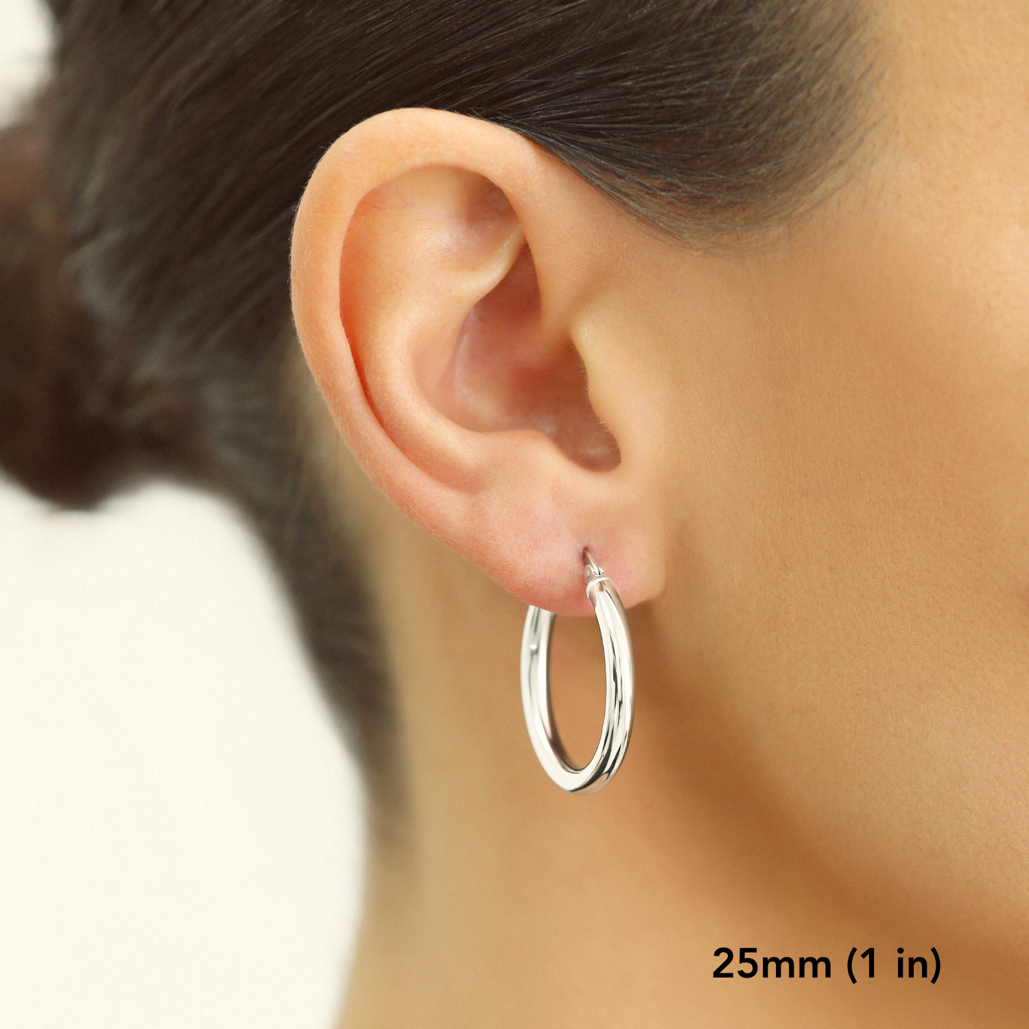 Sterling Silver Classic Round Chunky Hoop Earrings, 3mm