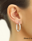 Sterling Silver Classic Round Chunky Hoop Earrings, 3mm