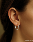 14K White Gold Thin Classic Hoop Earrings, 1mm