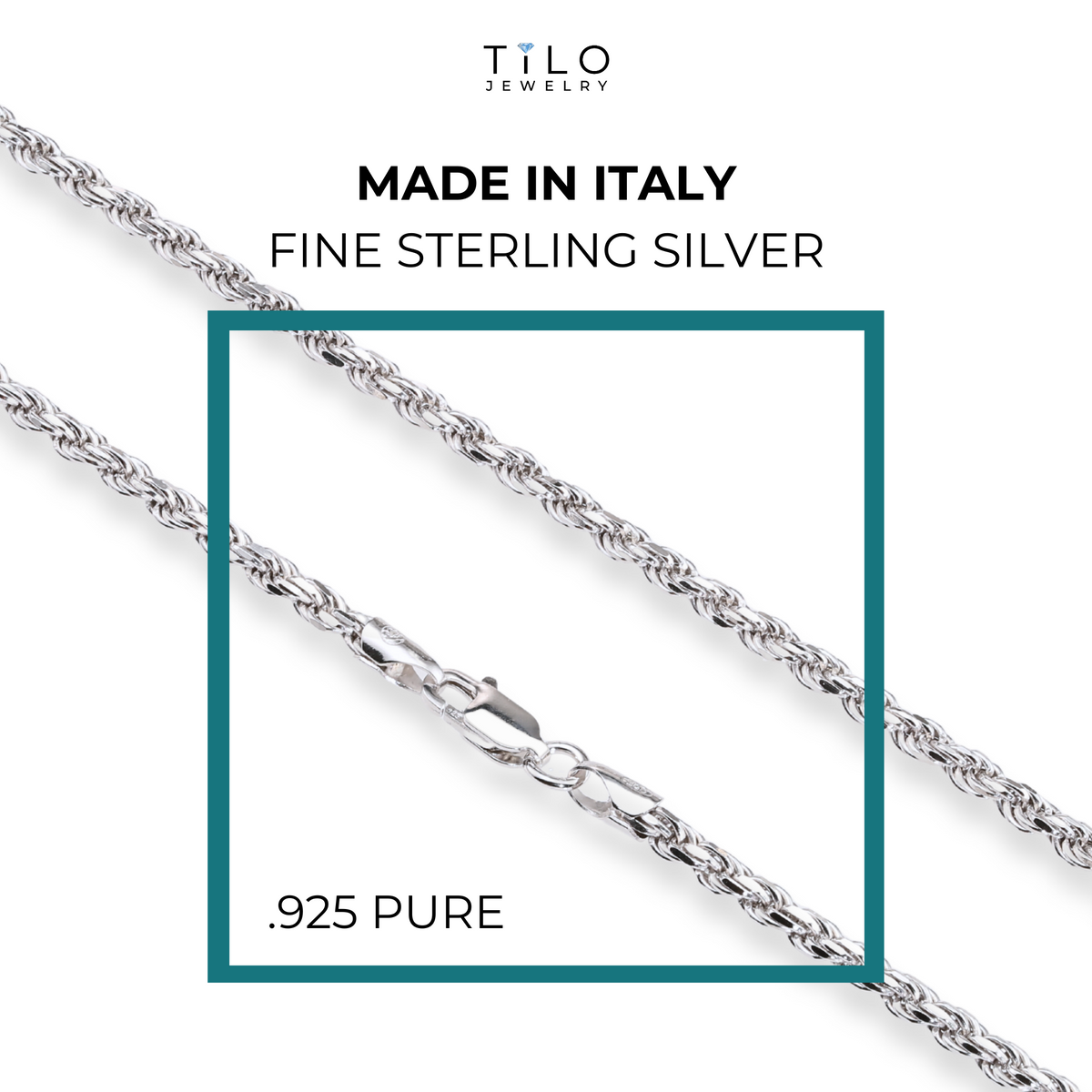 Italian Rope Chain Types Italian Rope Chains with Strong Lobster Lock in Sterling Silver – Tilo ...