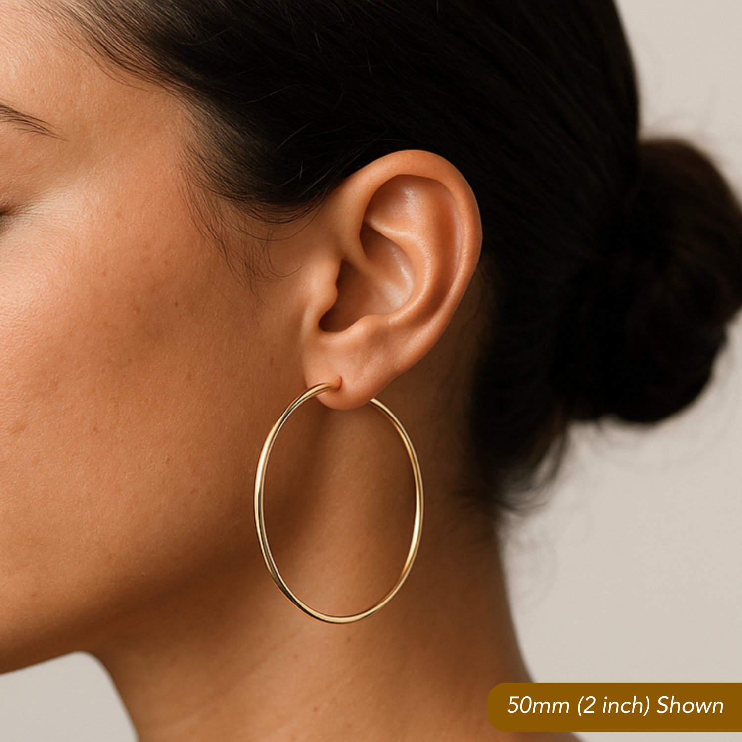 14k Yellow Gold Classic Hoop Earrings, 2mm