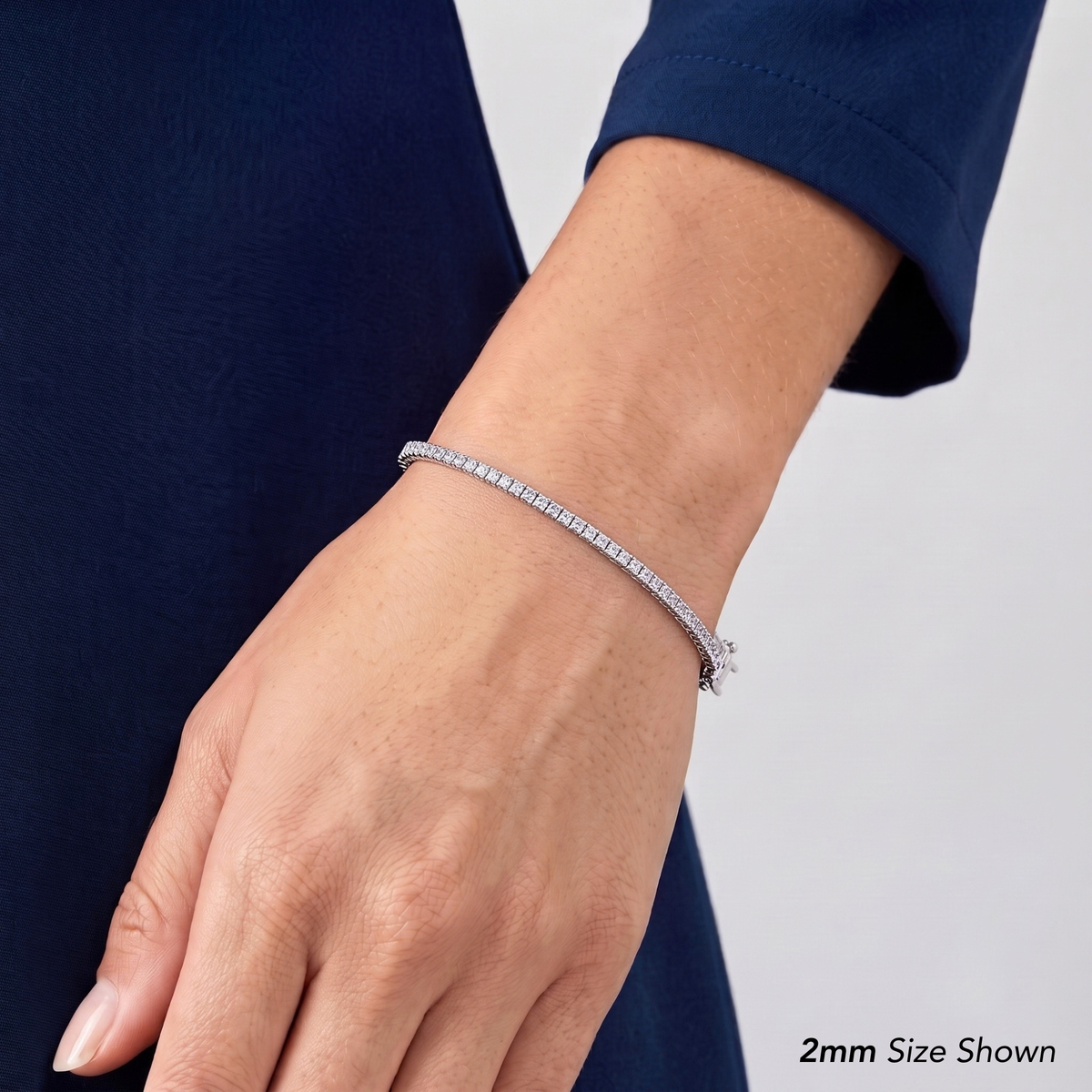 Sterling Silver Princess-Cut Tennis Bracelet