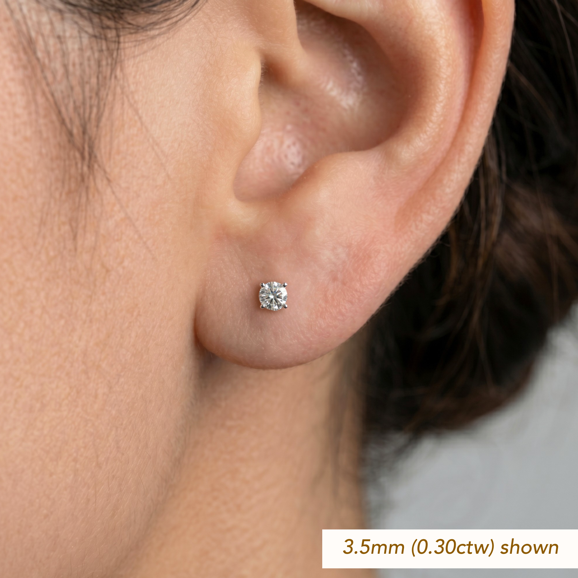14K White Gold Round Brilliant-Cut Lab Diamond Stud Earrings, Screwback