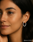 10K White Gold Diamond-Cut Hoop Earrings