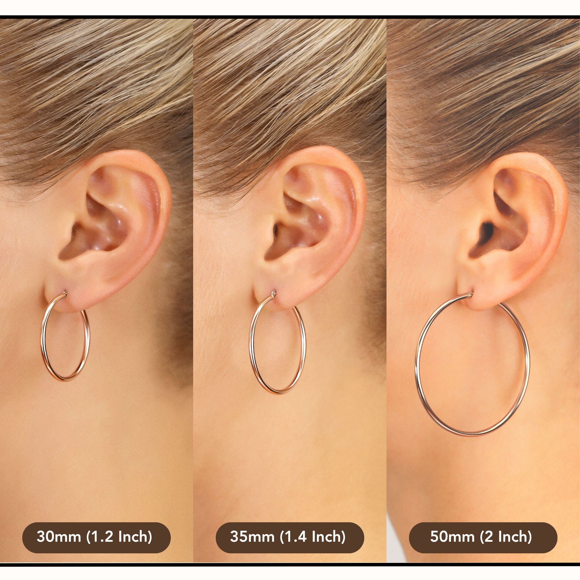 14k Rose Gold Classic Round Hoop Earrings, 2mm