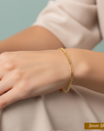 14K Solid Yellow Gold Curb Link Chain Bracelet, 7 Inches