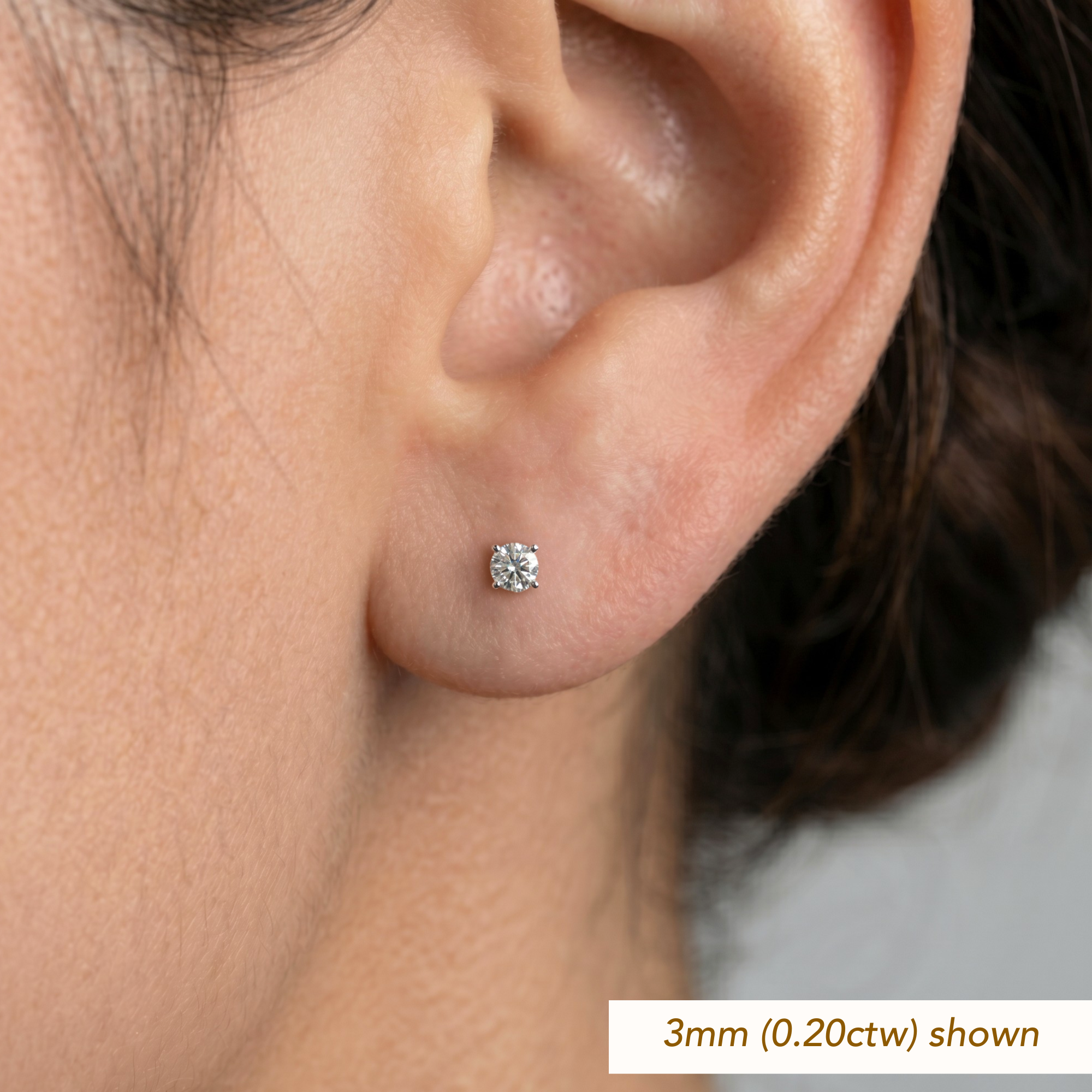 14K White Gold Round Brilliant-Cut Lab Diamond Stud Earrings, Screwback